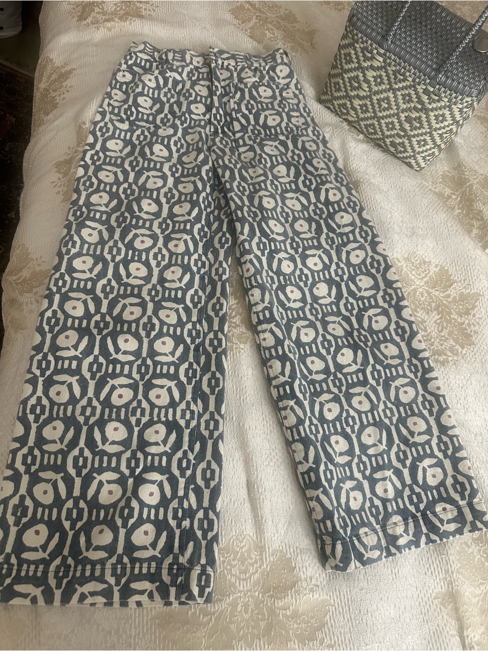 Printed Navy and Cream Boot Cut Jeans - Picture 6 of 8